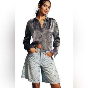 ANTHROPOLOGIE FOR PILCRO THE ADI STUDDED MID-RISE SHORTS.